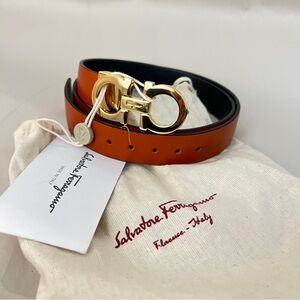 Salvatore Ferragam Reversible   Double-Gancini Belt